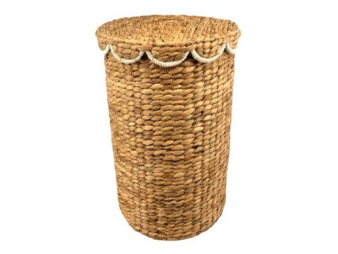 Professional-grade Ricenut Weaving Water Hyacinth Hamper with Scalloped Lid